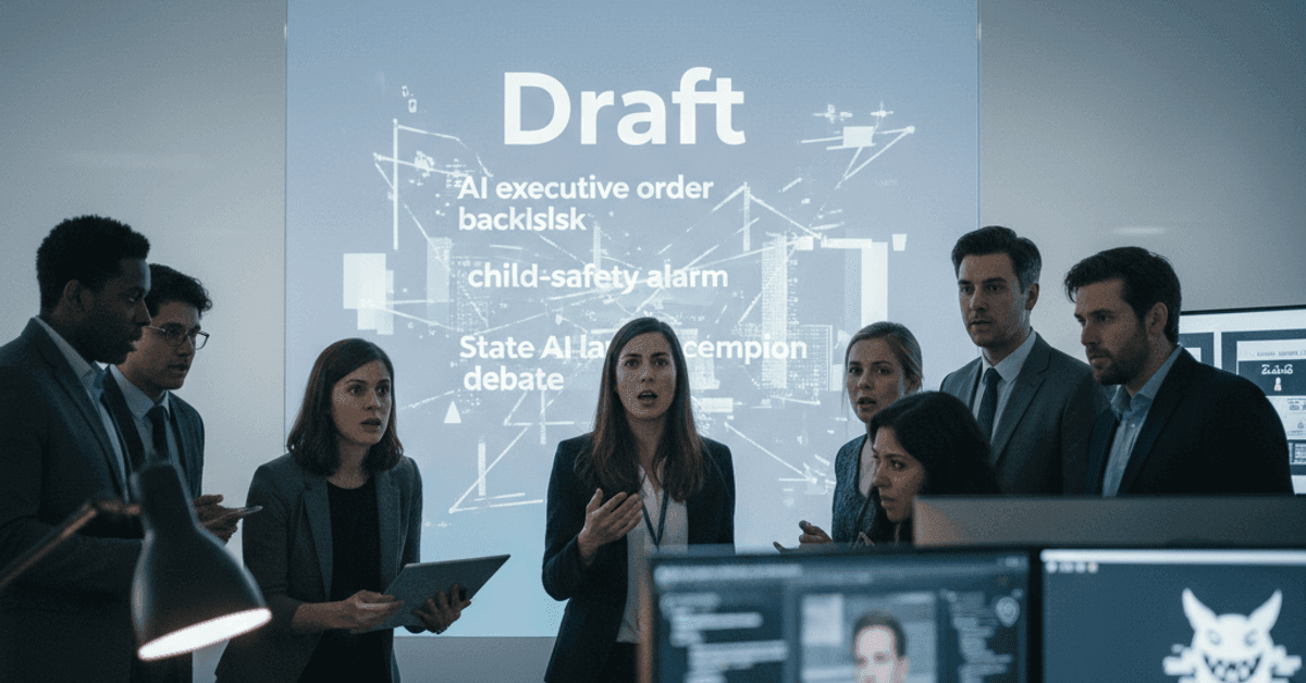 Draft AI executive order backlash and child-safety alarm